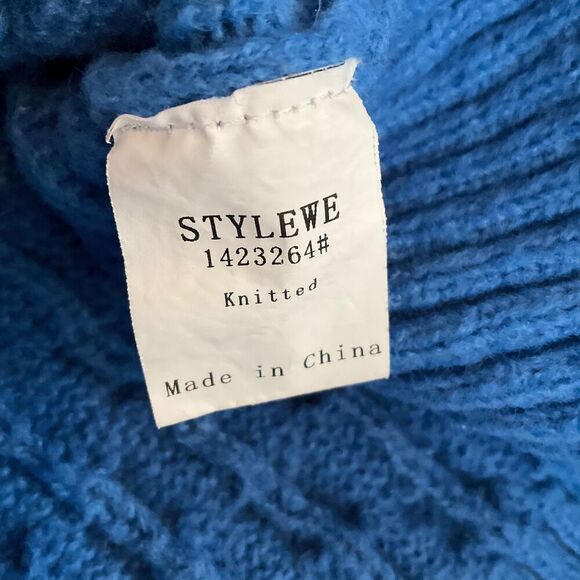 STYLEWE Blue‎ Full Zip Cable Knit Mock Neck Sweater Womens Size Large - Picture 5 of 5